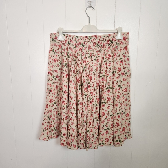 Alythea A-Line Linen Pink Floral Swing Skirt Size 1X Femme Cottagecore Romantic - Picture 3 of 9